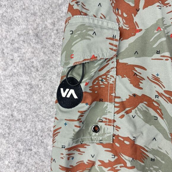 RVCA Board Shorts Swim Trunks Mens 32 Camo Spellout Surf Performance Stretch - Picture 3 of 13